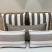 Set de 5 cojines decorativos en tela de exterior de calidad alta - set de cojines decorativos en tela de exterior de calidad alta tonos taupe rayado con blanco, beige y crudo.JPG
