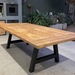 Mesa de comedor de fierro y cubierta de roble (patas A) - mesa de terraza de comedor de fierro y roble en patas A.JPG