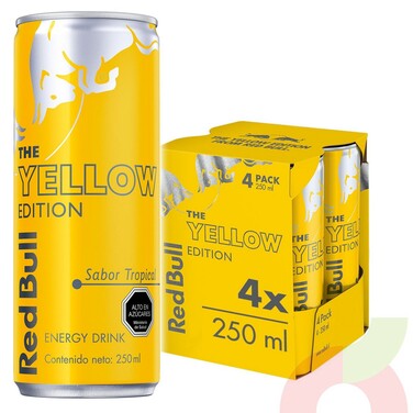 Pack Bebida Energética Yellow Red Bull 250Ml 4Unidades - Supermercados ...