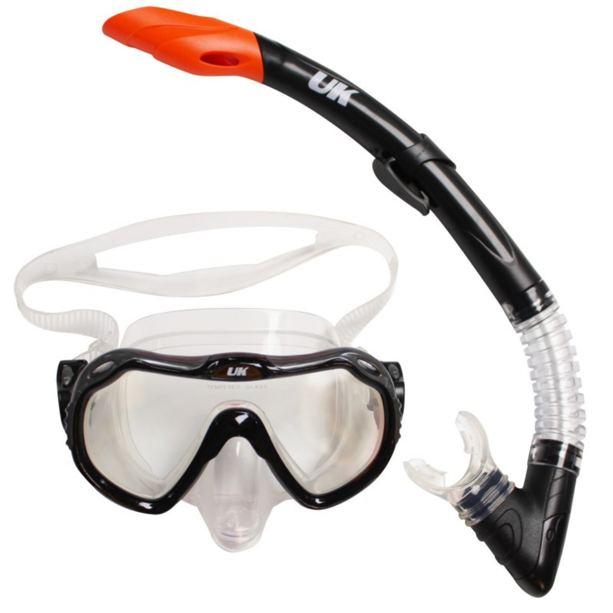  - Set Máscara + Snorkel Adulto Negro-Naranjo UK Time (1)