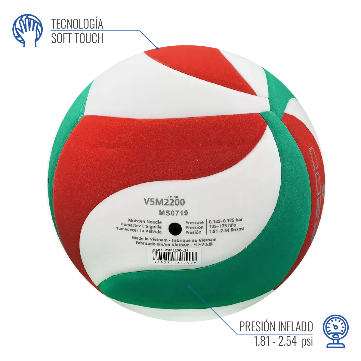  - Balón de Voleibol Molten V5M 2200 (5)