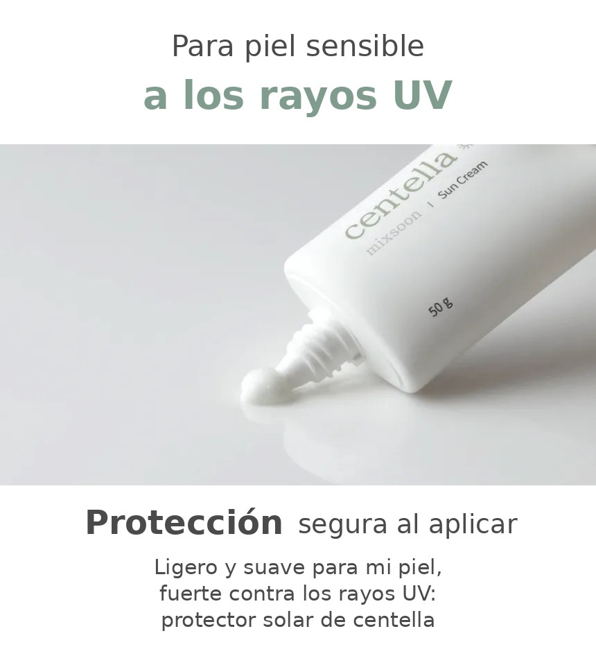 Imagen del Mixsoon Centella Sun Cream: protector suave para piel sensible a los rayos UV.