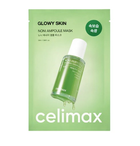 Sobre verde de Celimax The Real Noni Energy Ampule Mask, mascarilla de tela coreana con extracto de noni.