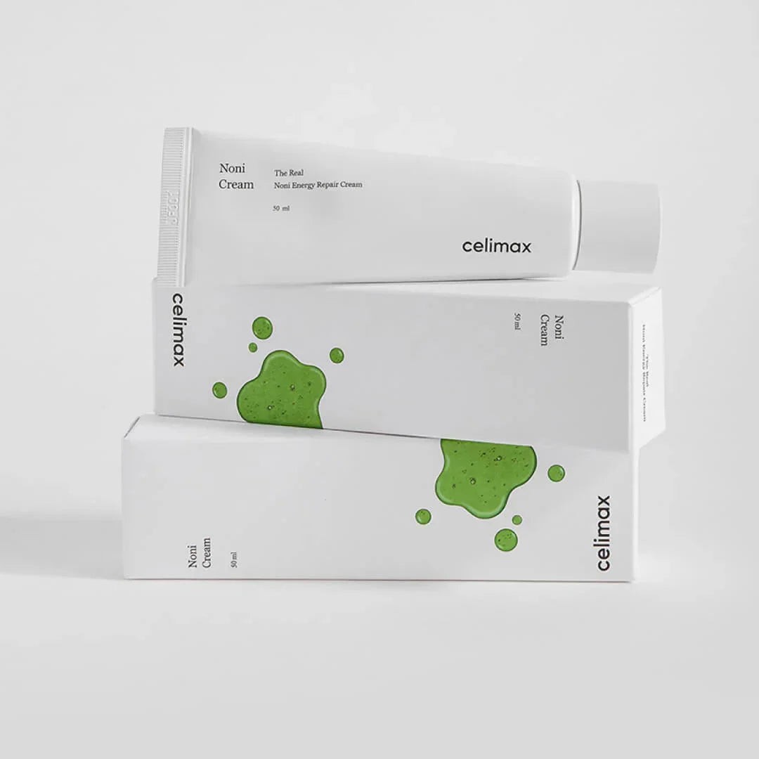 Tubos y cajas de Celimax The Real Noni Energy Repair Cream 50ml.