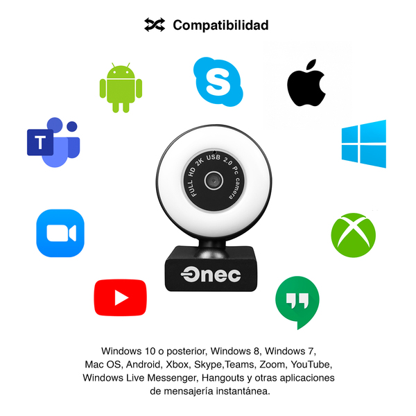 Web Cam Tik Tok 2560P 2K Aro de Luz y Trípode Beacon Negro Novahus