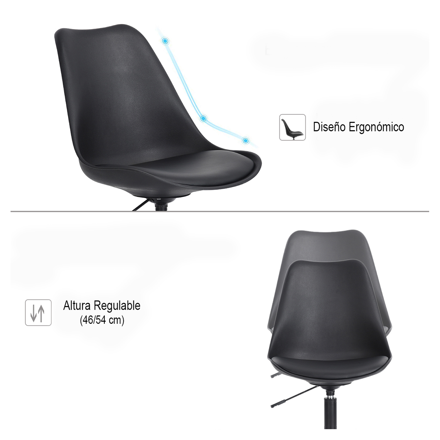  - Silla de escritorio PP Giratoria - Negro