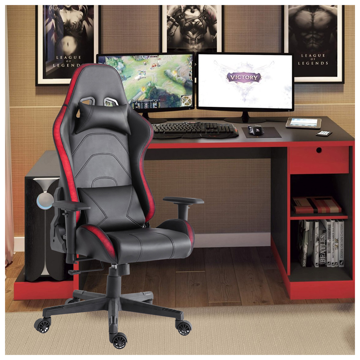  - Silla Gamer Lights Game PVC Base Nylon - Negro