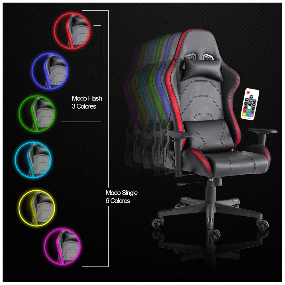  - Silla Gamer Lights Game PVC Base Nylon - Negro