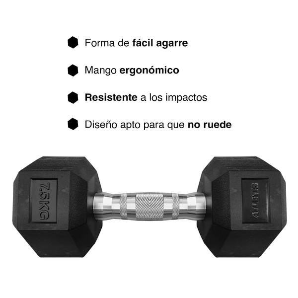 Atletis Mancuerna Hexagonal 7,5 Kg Negro