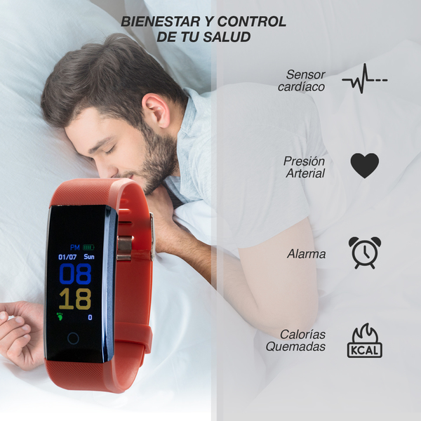 Smart Bracelet Pulsera Calorias Quemadas Atletis Smart Band ZN70 Rojo