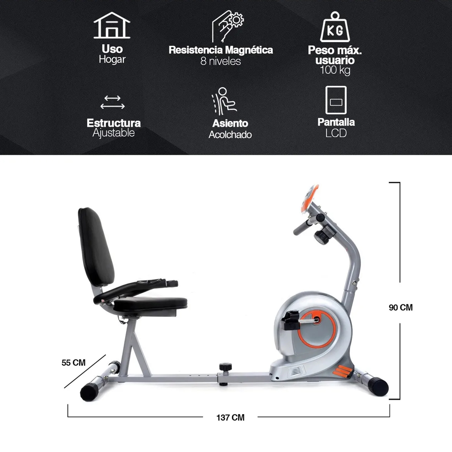  - Bicicleta Magnética Recumbent C Home Fitness