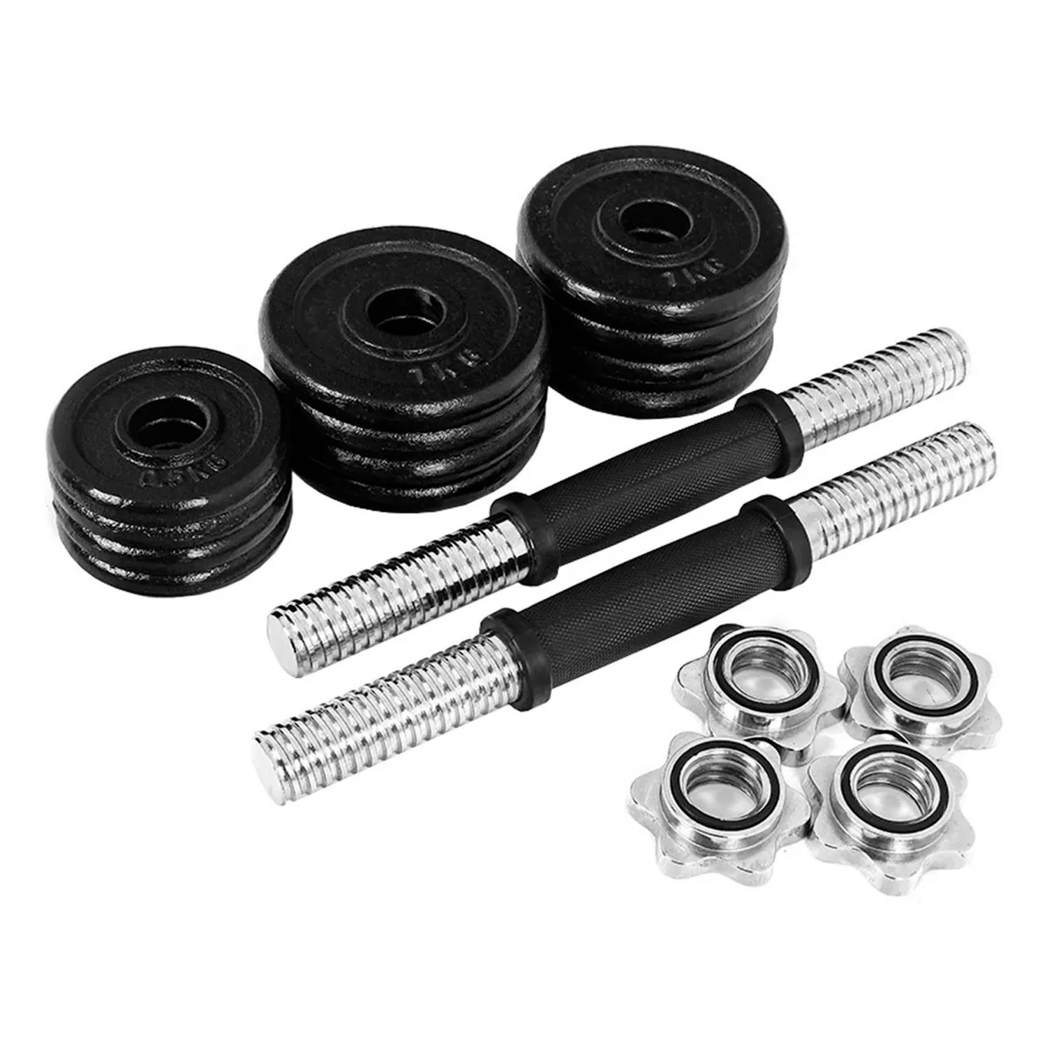  - Set Mancuernas 15 Kilos: 2 Barras + 12 Discos + Maletín