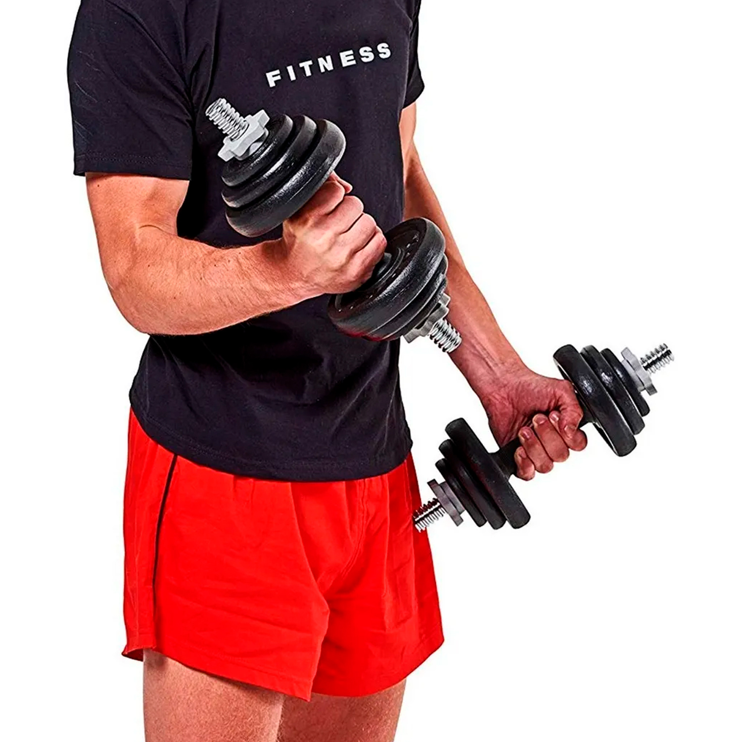  - Set 30kg Barra Armable / Mancuernas + Discos + Maletín