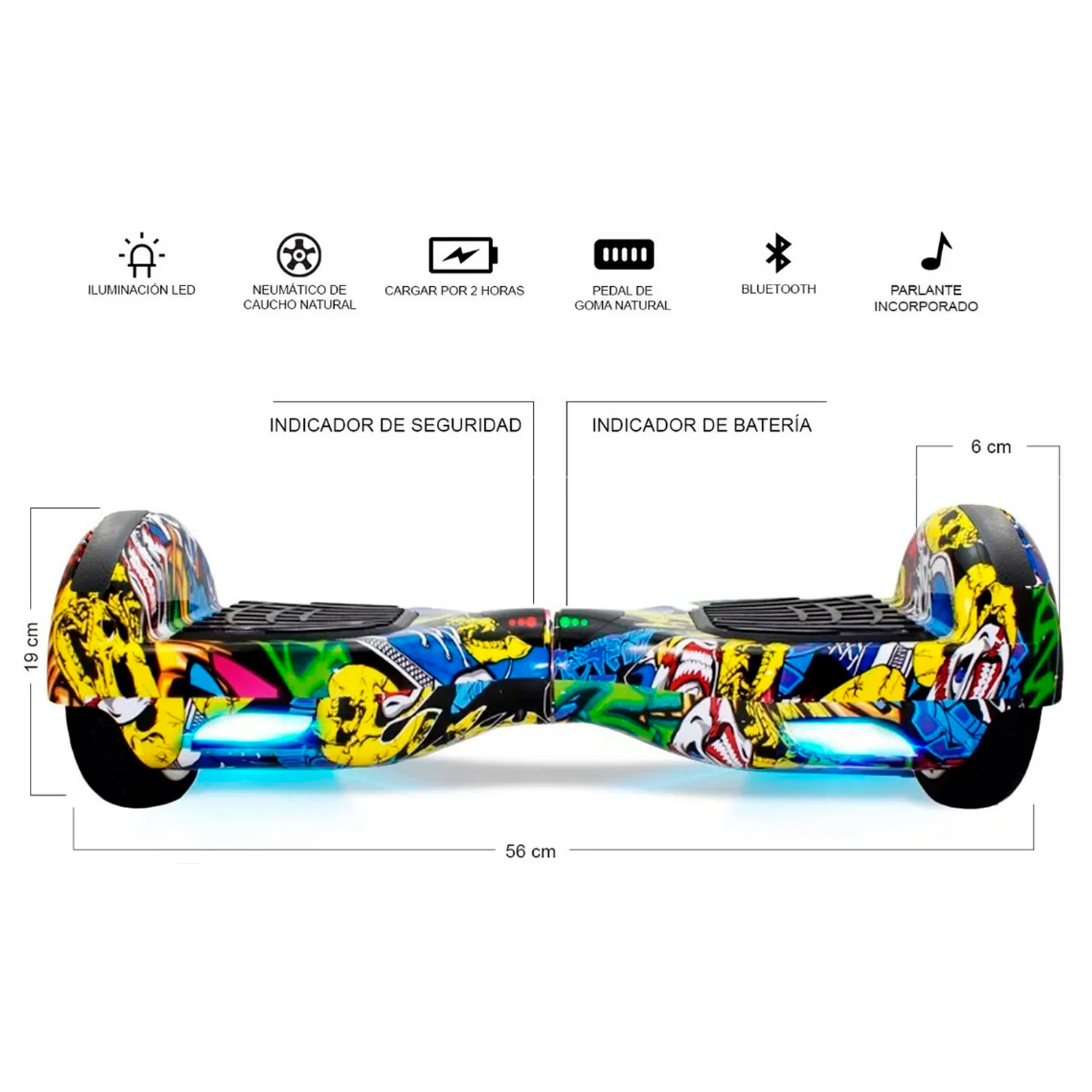  - Hoverboard Patineta Eléctrica Kemilng Graffiti