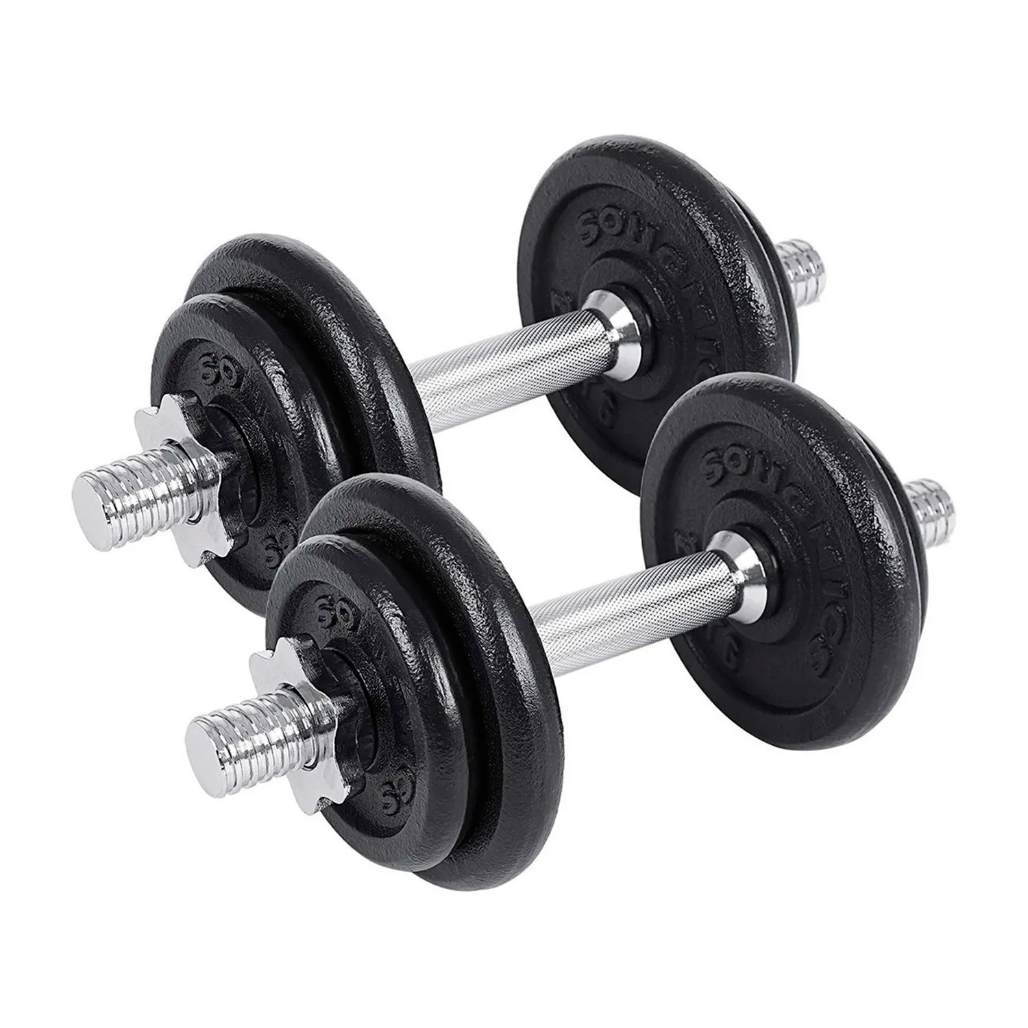  - Set 50kg Barra Con Mancuernas + Discos Intercambiables