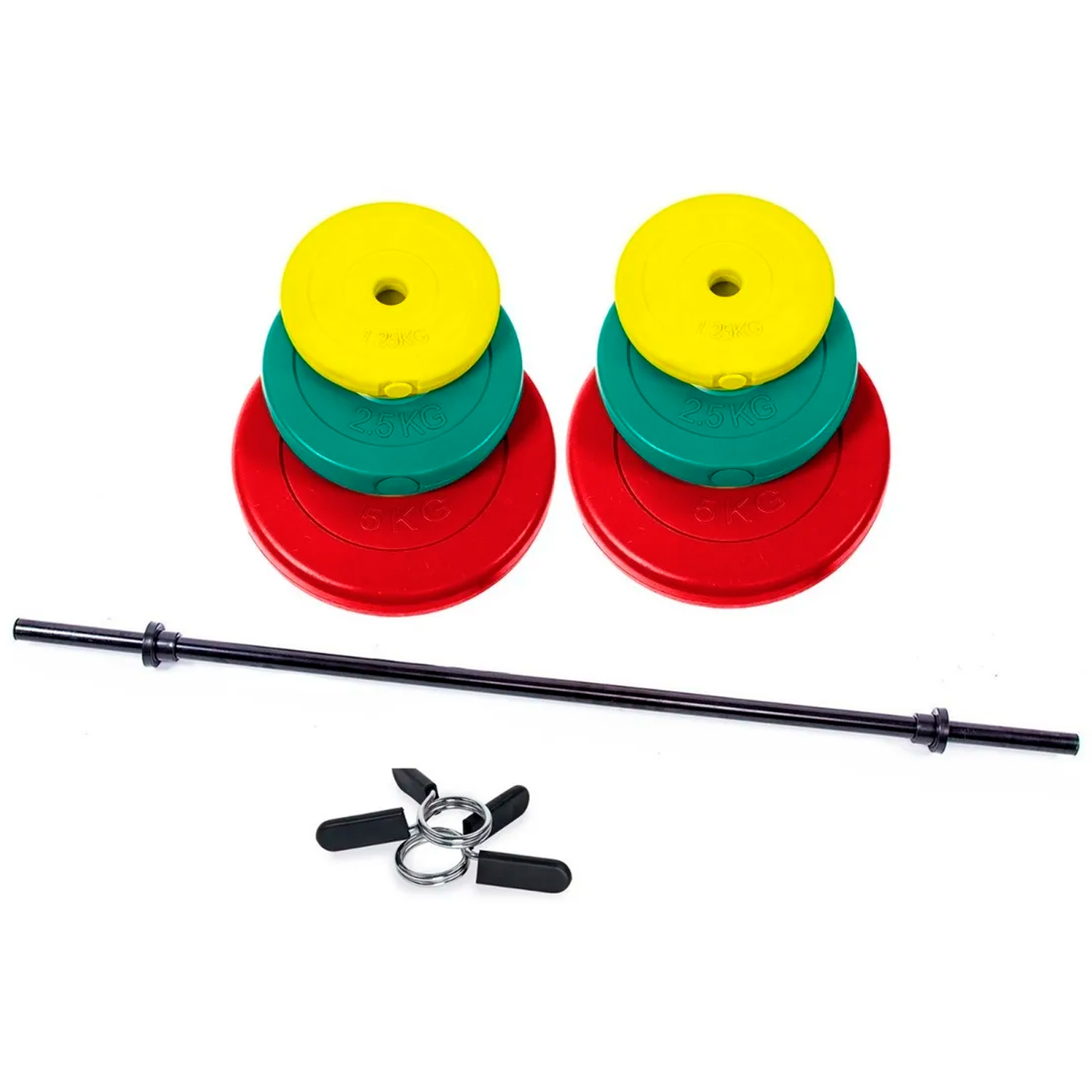 - Set Pesas 20kg: Barra 1.2 Mts + Discos De Colores