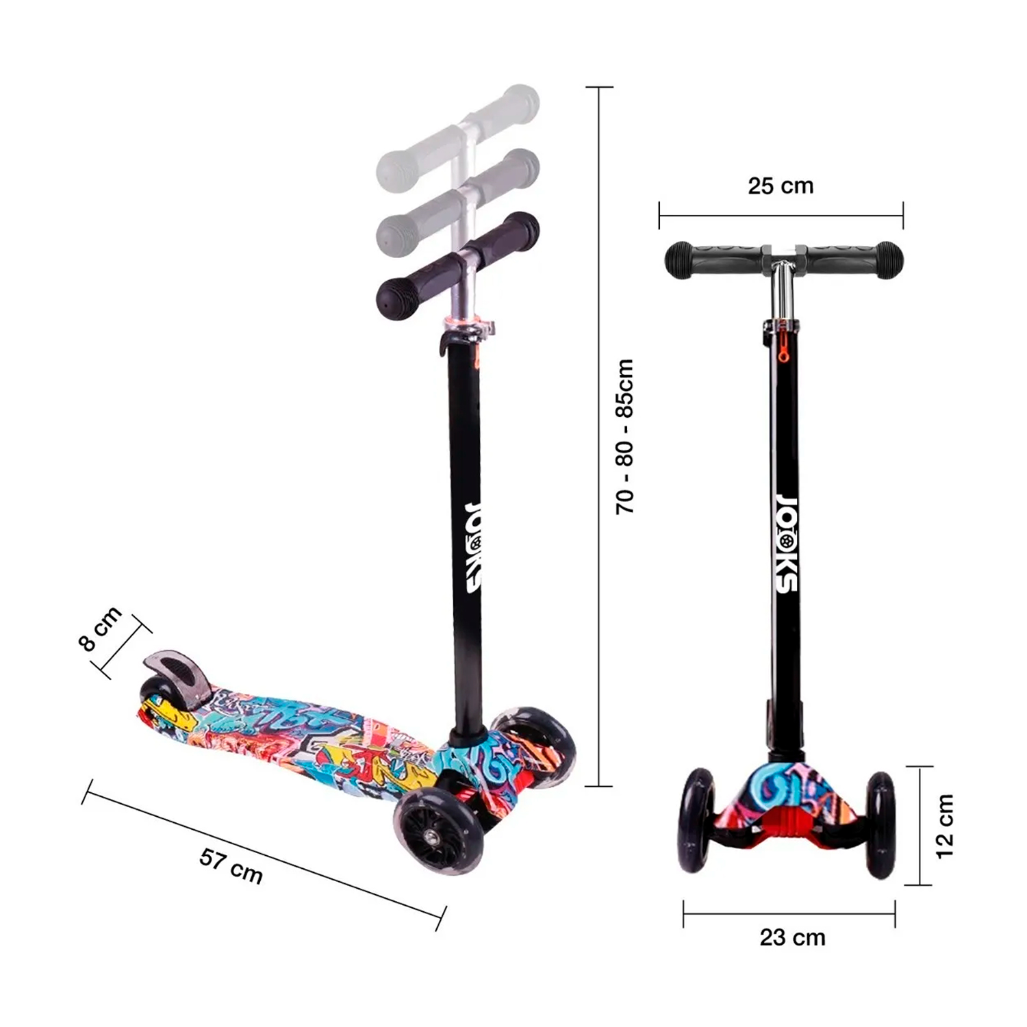 - Scooter Monopatín Ajustable Light Wheels - Rojo