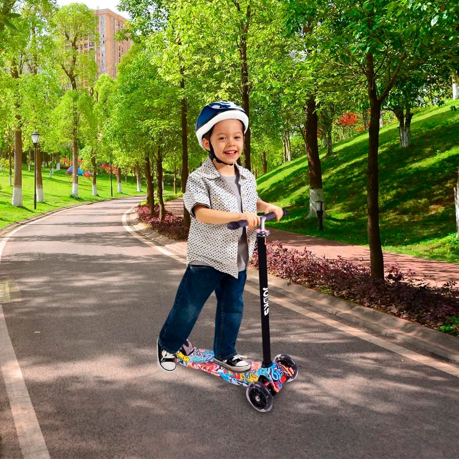  - Scooter Monopatín Ajustable Light Wheels - Rojo