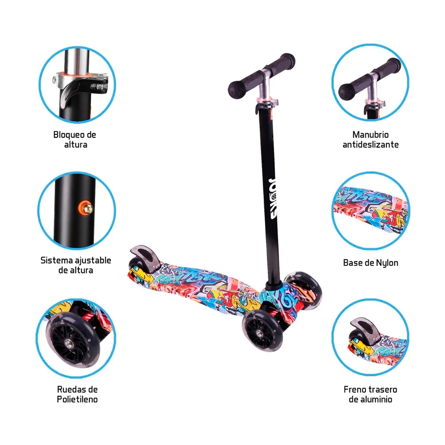  - Scooter Monopatín Ajustable Light Wheels - Rojo