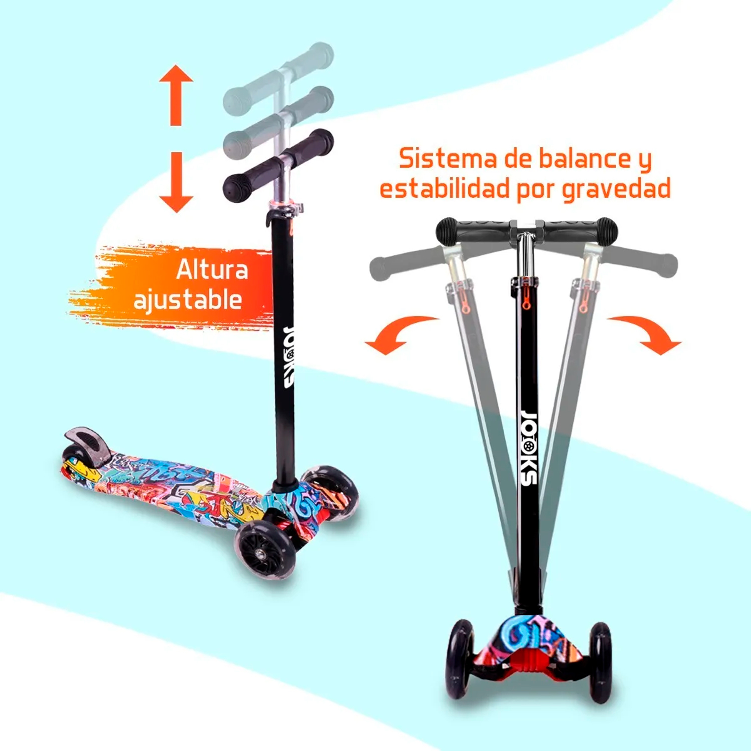  - Scooter Monopatín Ajustable Light Wheels - Rojo