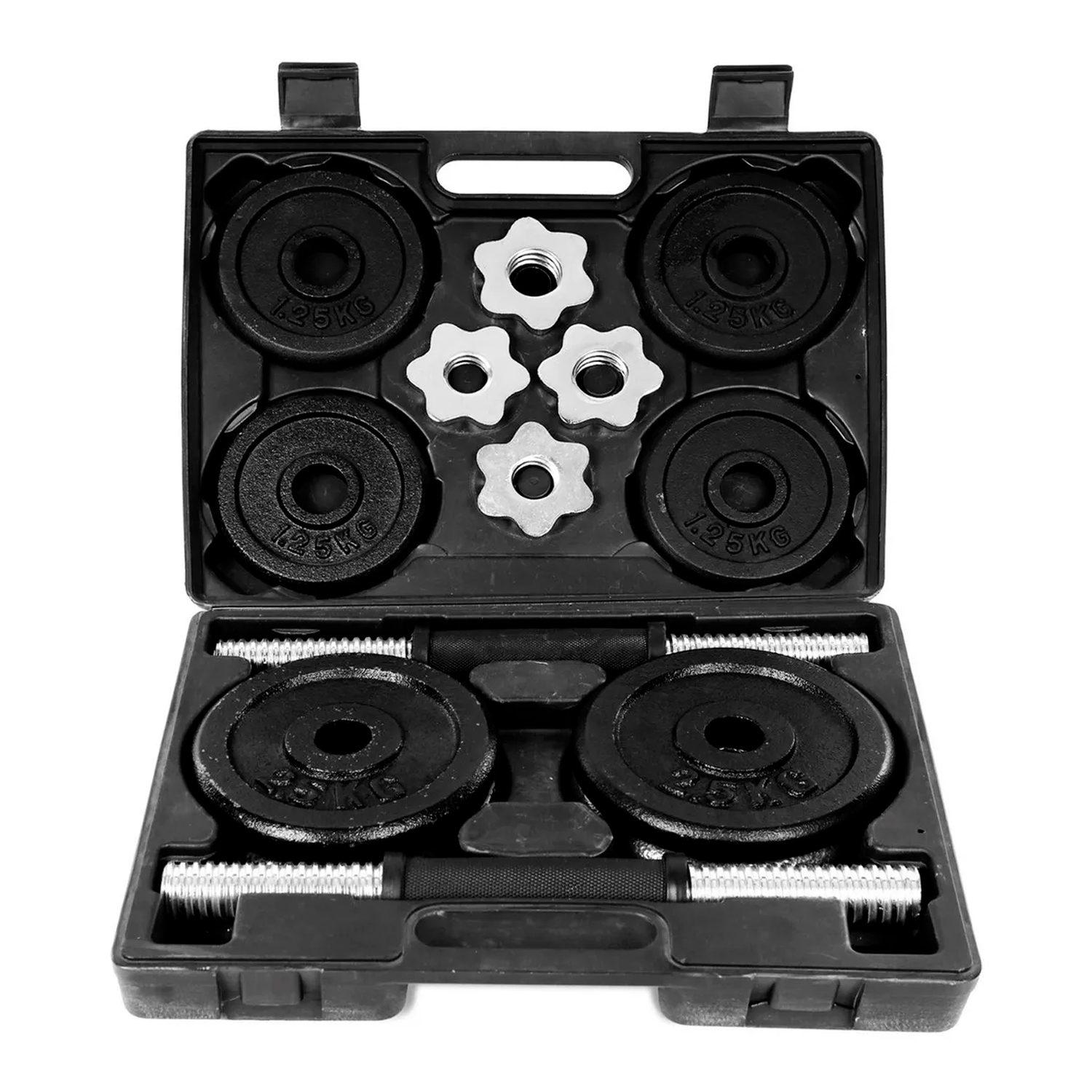  - Set Pesas 20kg Mancuernas De Metal + Discos + Maletín