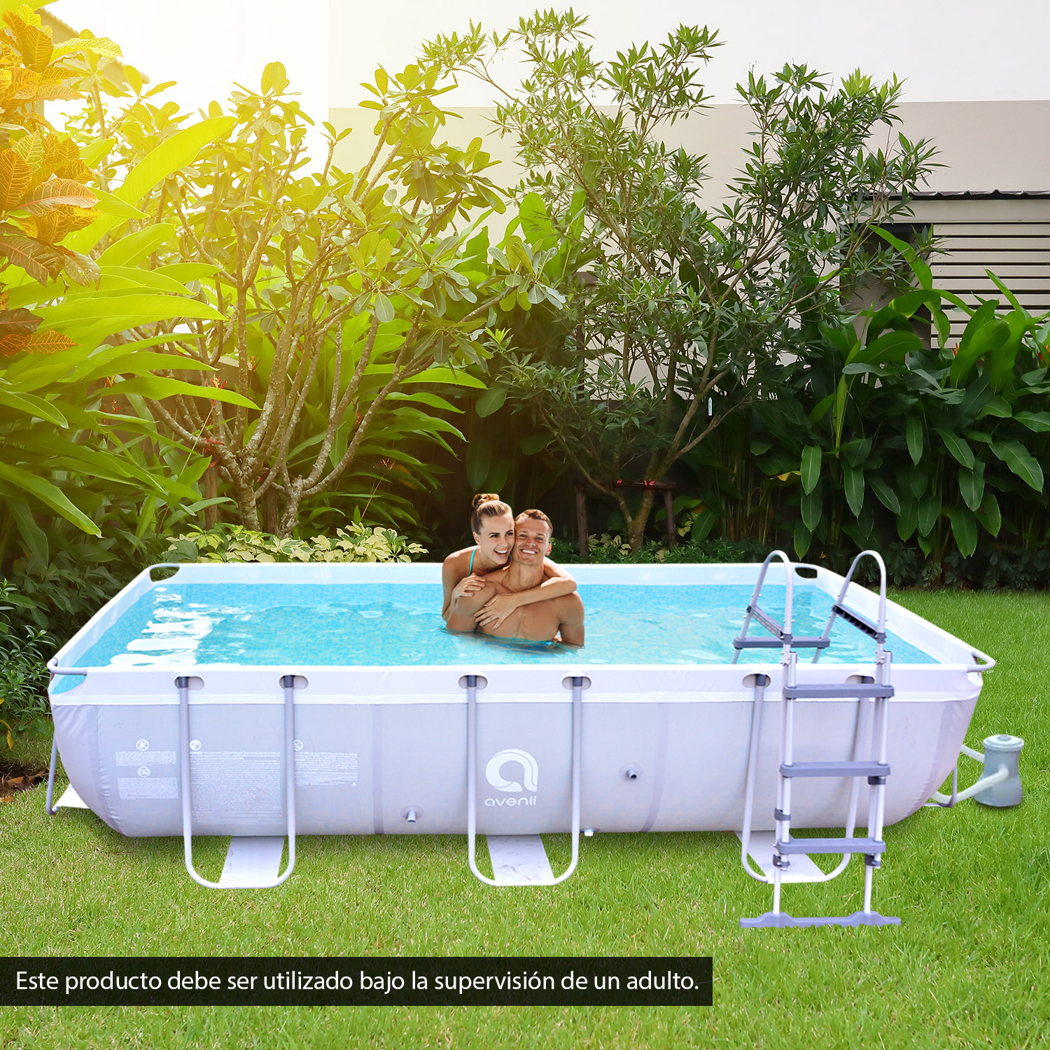 Atletis - Piscina con Filtro 7.020 Litros 99x400x200 cm Gris