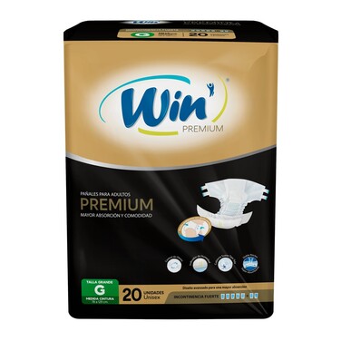 Win Premium Pañal Adulto Talla G 20 Unidades
