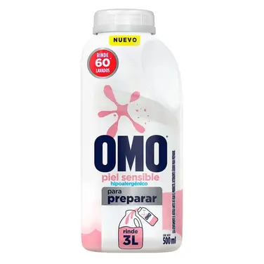 Pack 2x Detergente líquido para diluir OMO Hipoalargénico Piel Sensible 500 ml (rinde 3 litros)