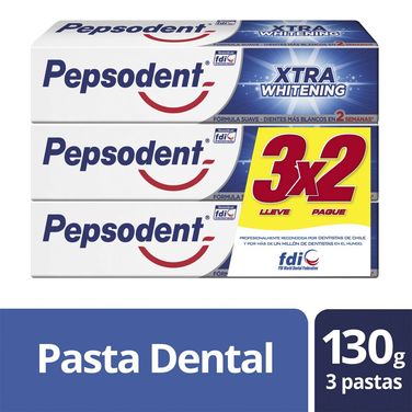 Pepsodent Pasta Dental Xtra Whitening Pack 3 Unidades 130 gr