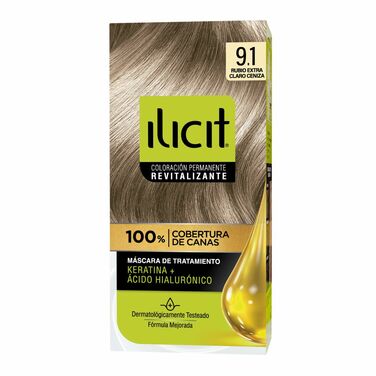 Ilicit Tintura Permanente 9/1 Rubio Extra Claro Ceniza