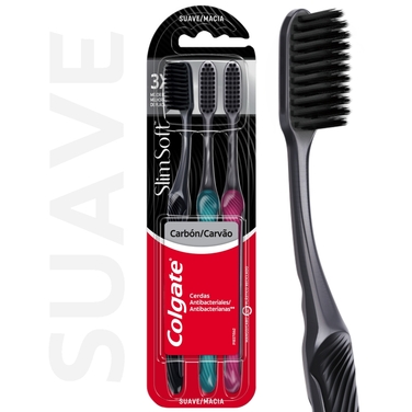 Colgate Cepillo Dental Slim Soft Black Suave 3 Unidades