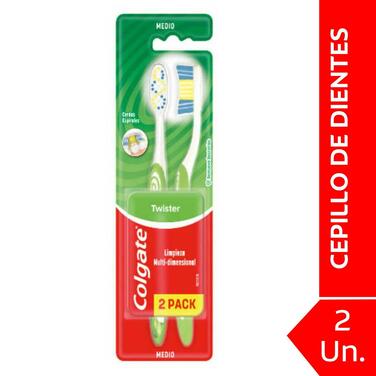 Colgate Cepillo Dental Twister Fresh Medio 2 Unidades
