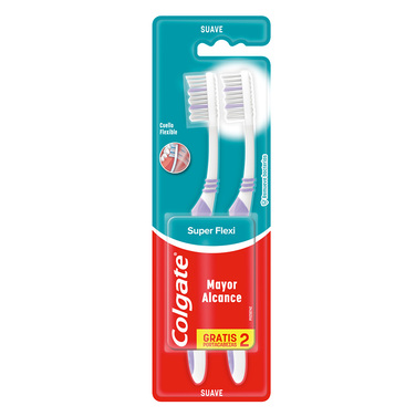 Colgate Cepillo Dental Super Flexi Suave 2 Unidades