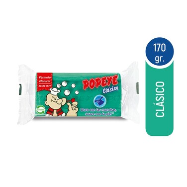 Jabón para Ropa Súper Blanco 170g. Popeye