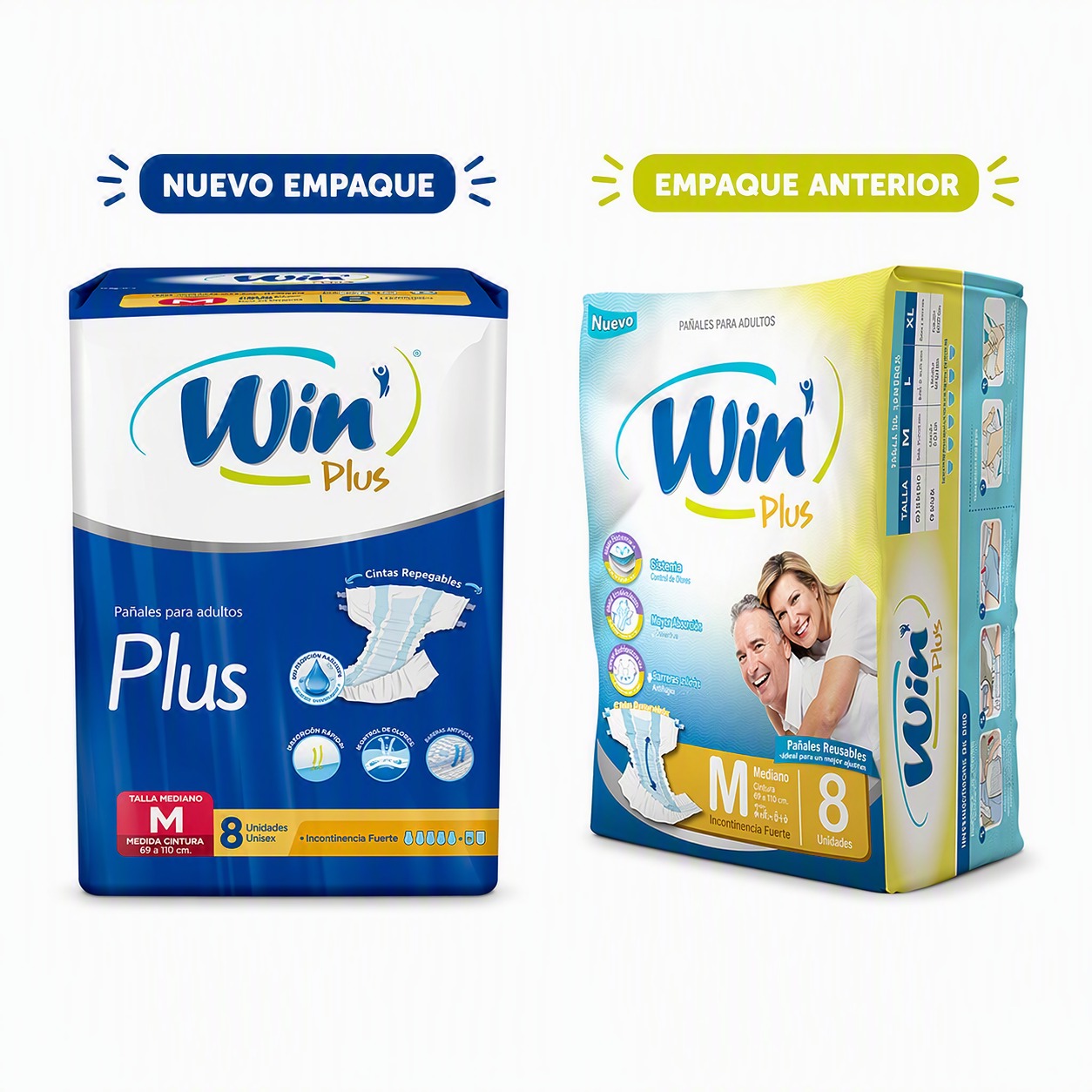 Win Plus Pañal Adulto Talla M 8 Unidades - Liquimax