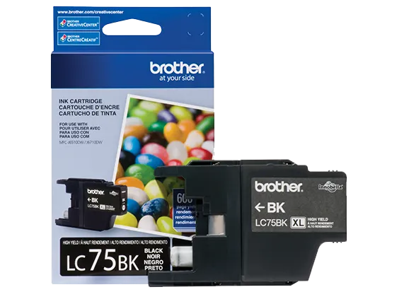 Lc75bk Cartucho de tinta original Brother LC75BK, hasta 600 páginas, Negro - CTMAN