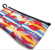 Estuche multiuso textil ecuatoriano -  Blanco azul rojo amarillo